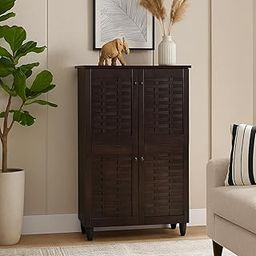 Nilkamal Kaira 4 Door Shoe Rack | Freestanding Wooden Shoe Rack | Closed Storage Organizer for Entryway, Hallway| Wenge-picture-21