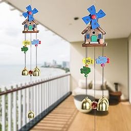 Wooden Wind Chimes with Brass Bells for Home Décor | 5-Bell Design for Positive Energy | Ideal for Outdoor, Balcony, and Garden Decoration-image-97