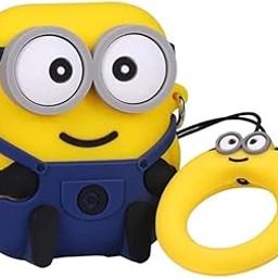 Prolet Designed for AirPods 1/2 Case Cute Minion Fashion Character Silicone Case Cover for Airpods 1/2 Protective Skin with Keychain(Minion)-Yellow & Blue-image-53