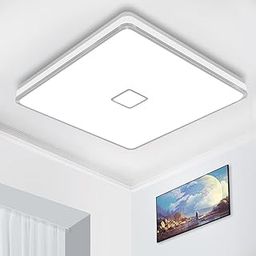 Airand Led Square Ceiling Light 24W 2050LM 12.8in Flush Mount Light Fixture Ceiling Lights Waterproofing No Flicker IP44 80Ra+ 5000K Cold White Led Light for Bedroom Kitchen Bathroom (Cold White)-image-62