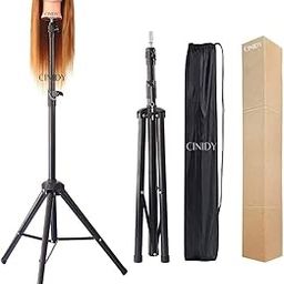 CINIDY Wig Stand Tripod Mannequin Head Stand Heavy Duty Metal Adjustable Wig Head Stand for Canvas Block Head Styling Making Wigs Displaying Cosmetology Hairdressing Training Manikin (WS-1)-5