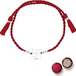 92.5 Pure Silver Swastik Thread Rakhi For Brother on Rakshabandhan With Roli & Chawal For Unisex Adult-picture-34