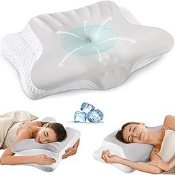 Cervical Neck Pillow for Pain Relief - Ergonomic Memory Foam Pillows for Sleeping, Cooling Side Sleeper Pillow for Neck Support, Contour Orthopedic Bed Pillow for Back Stomach Sleepers-image-65