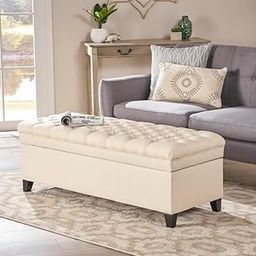 LEGACY OF COMFORT FUUBA Storage Ottoman, Storage Bench 2 Seater Sofa Upholstered Ottoman Bench with Storage, for Living (Beige)-image-16