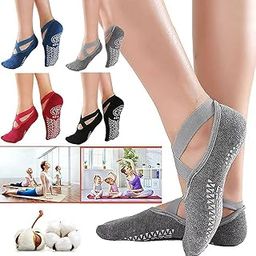 SHOPECOM Women's Anti Bacterial Anti-Skid Yoga/Pilates/Dance/Ballet Made with Bamboo Cotton Walking & Bikram Fitness Socks with Grips. Set of 1, Multi Color-picture-23