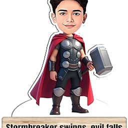Personalized Superhero Caricature with Your Face Custom Cartoon Photo Gifts 6x8 Inch Table Standee Gift for Kids Birthday Home Decor Cartoon Theme Fan Customizable Photo Desk Nameplate Table Decor-image-8