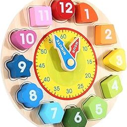 Montessori Wooden Shape Sorting Clock Toy for Toddlers | Time Learning Puzzle Game for Kids | Early Education Math & Color Recognition Toy | Preschool Learning Tool for Boys & Girls-1