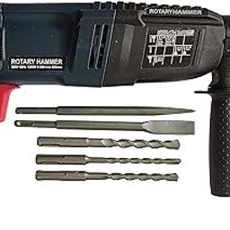 Inditrust Dumdaar 1pc DM 1250W Rotary hammer drill machine with 3pc Hammer drill bit and 2pc chisel set 100% Copper Winding-62