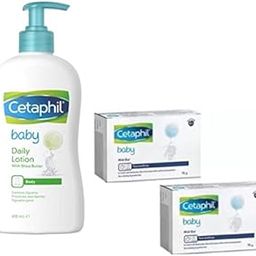 Cetaphil Baby Daily Lotion, 400ml and Baby Mild Bar 75g (Pack of 2) - Combo, White-20