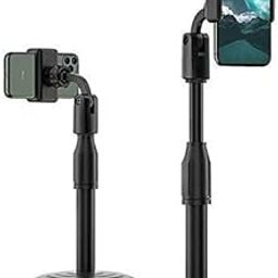 Syskonics Mobile Phone Stand For Table Height Adjustable Phone Stand Desktop Mobile Phone Holder Stand 360 Rotate for Onilne Classes Live Streaming Shoot Video YouTube Round Base-image-90