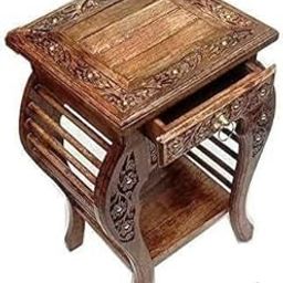 Giftoshopee Bedside Table/Night Stand with Drawer/Corner Table/End Table Solid Wood Side Table (Finish Color - Brown, Pre-Assembled) Size: 30 x 53 cm-image-28
