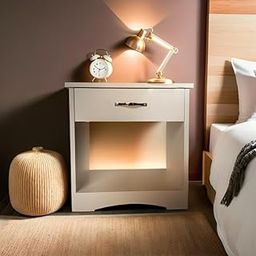 UNITEK FURNITURE Contemporary Sheesham Wood Bed Side Table with Drawer for Bedroom (White Finish)-8
