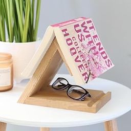 Stylish Triangular Wooden Book Holder Triangle Bookstand, Triangle Book Holder, Nightstand Bookmark, Rustic Bookstand, Gift for Book Lover, Tabletop Bookstand, Office Decor-53
