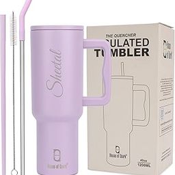 House of Quirk 1200ML Custom Name Tumbler – Personalized Stainless Steel Vacuum Insulated Travel Mug with Straw, Lid & Handle | Hot & Cold Cup with Logo or Name (Mauve)-image-13