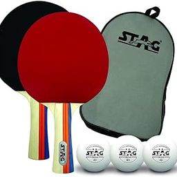 STAG Tournament Table Tennis Playset | 2 Racquets & 3 Balls (White), Model: Tour-Set WH-19
