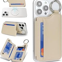 Cavor Magnetic Wallet for iPhone 16 Pro Max/15 Pro/14 Plus/13/12 Series,Compatible with MagSafe Wallet,Magnetic Card Holder with Adjustable Stand,iphone magsafe wallet-Beige-picture-15