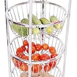 DHSVS 4 Layer Stainless Steel Fruit & Vegetable Kitchen Trolley 4 Layer Kitchen Basket | Fruit Basket | Vegetable Basket | Onion Potato Rack for Kitchen Trolley (12×12×36) Inch (wt-3.800kg)-image-16