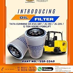 SUPER SERVO FILTERS SSF-3349 OIL FILTER TATA CUMMINS 125 KVA 6BT / JS-140 / JS-205/12 TON FORKLIFT-image-71