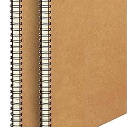 AccuPrints Pack Of 2 College Spiral Notebook,A5,Size 5.5X8.2 Inches,Blank|Travel Writing Notebook,Journal,Notepad,Sketchbook|For Students,Office|Subject Diary|Pack Of 2 (Craft Cover),160 Pages.-0