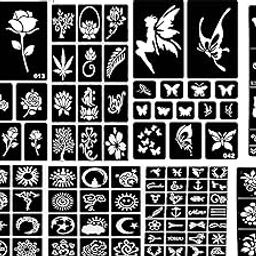 IVANA'S Heena Mehandi Tatto Stencil Set for | Hand | Body | Fingure | Face | Heena Art Temporary Tatto for Kids, Girls & Women, Design - Stencil-117, Black, M (C-Stencil-117)-33