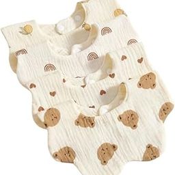 Khillayox Muslin Pure Cotton Baby Bib – Soft Cartoon Print, Adjustable Snap Button, Drool & Feeding Bib for Infants and Toddlers-15