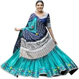 Elegant Heavy Butter Silk Lahenga Choli And Dupatta With Digital Printed Flair & Real Mirror Work (Blue)-picture-54