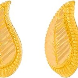 Fia Leaf Yellow Gold Earrings for Women 22 KT | 22 Carat Gold Earrings 916 | Gold Earrings Set | Gold Studs for Women | Womens Fashion Jewellery | Great for Gifting-image-53