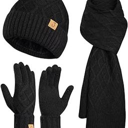 Winter Beanie Warm Hat Long Scarf Touchscreen Glove Set with Fleece Lined Skull Caps Neck Warmer Scarves for Men&Women-image-88