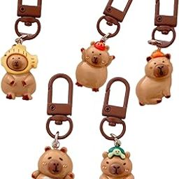 5 PCS Capybara Keychain, Cute Animal Key Rings for Girls, Keychains Aesthetic, Cute Keychain, Adorable Cartoon Keychain Set, Durable Key Holder for Bag, Door, Bike, Car Keys-41