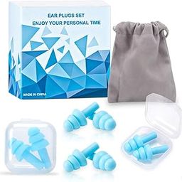 Ear Plugs, Silicone Ear Plugs Noise Cancelling Reusable Comfortable Earplugs for Sleeping Snoring Swimming Working and Travel (4 Pairs, Blue)-picture-12