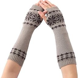 Long Extended Geometric Knitting Woolen Warm Comfortable Fingerless Gloves Arm Warmer Winter Accessories Hand Warmer for Girls-image-41