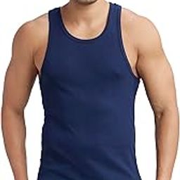 9922 Men's Super Combed Cotton Rib Slim Fit Racer Back Styling Round Neck Gym Vest-image-39