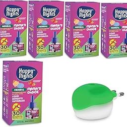 Happy Night Mosquito Repellent Refill | 45 ML Mosquito Refill | Mosquito Liquid Vaporizer | Strawberry Mosquito Refill | Natural Insect Repellent | Prevent from Mosquito | The Best & Natural Mosquito Repellent for Babies| Chemical-Free |Baby Safe Repellent - With 1 Machine - Set of 5-image-77