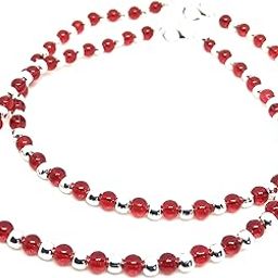 Stylish silver and Red beads Anklet pair 10 inches length-image-38