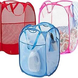 Kuber Industries Nylon 3 Piece Mesh Laundry Basket, 20Ltr (Multi)-CTKTC26044, Standard-8