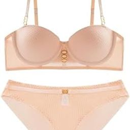 Women's Striped Mesh Underwire Bra & Panty Lingerie Set, Full Coverage Elegance Lingerie Set, Lightly Padded Bra and Matching Hipster Panty Set-image-92