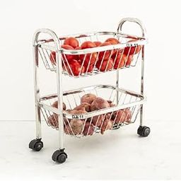 4RCE 2 Layer Multipurpose Stainless Steel Portable Storage Rack for Kitchen Fruit & Vegetable Trolley with Wheels for Kitchen Storage stend. Onion Potato Rack for Kitchen-12