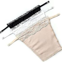 Cotton Clip On Camisole for Women Mock Lace | Cleavage Cover | Deep Neck Cover Up Inners Cami Secret | Slip for Women Inner | Free Size | Set of 3-image-80
