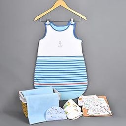 MOM'S HOME Organic Cotton Baby Blue Sleeping Sack Gift Set, 0-9 Months - 11 Items-image-5