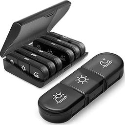 Godsa martPill Organizer Weekly PillOrganizer 3 Times a Day Pill Box 7Day Medicine Organizers for 7 Days Daily Pill Organizer Travel (BLACK)-1