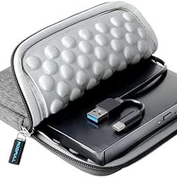ROOFULL External CD DVD Drive USB-C & USB 3.0, Portable DVD/CD ROM +/-RW Drive Burner Rewriter with Protective Storage Carrying Case Bag for Windows Linux Mac Laptop Desktop, MacBook Pro/Air, iMac-20