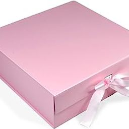 RBS®- LARGE Gift Box with Ribbon (34 x 33 x 10cm) Valentine Gift Boxes for Packaging Holds upto 10 kg Multipurpose gift hampers (1 Pack) gift box for packing Shirt gift boxes (Pale Pink)-17