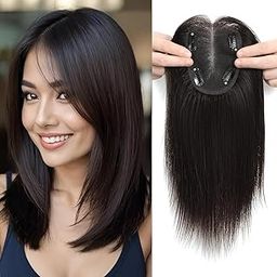 Batulii's online fashion Hair Toppers for Women With Thinning Hair Swiss Base Synthetic Hair Piece No Bangs 16 Inch Long 4 Clip-In Topper Wiglets Hair Extensions for Volume & Coverage Lightweight & Natural-Looking (Matte Finish) (Dark Brown)-image-23