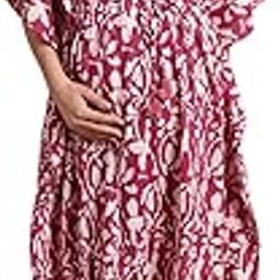 Women's Pink Floral Maternity Kaftan Nighty-22
