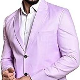 PRINTCULTR Men Casual Solid Cotton Blend Notched Lapel Long Sleeves Single Vent Lavender Blazers(PCB91)-image-13