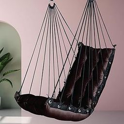 JULJULIA Hammock Swing Hanging Chair uyyala jula for Adult Kids Indoor Outdoor Balcony Sturdy Cotton Weave Max 200 kgs - Low Coffee - DN-16-image-48