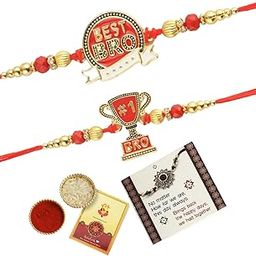 TIED RIBBONS Rakhi for Kids - Set of 2 Premium Bro Rakhi for Brother Kid Boys Baby with Greeting Card and Roli Chawal - Rakhis for Rakshabandhan-1