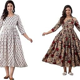 Enterprises Women's Rayon Maternity Dress Pregnancy Dress Easy Breast Feeding Dress Combo Pack of 2-16