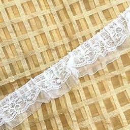 SYNC Frill lace Border White Laces for Dresses Blouse Dupatta 9 mtrs Saree Gowns Pleated 4.5 cm Curtains Decoration Women Fancy Craft 9 Meters Hanging latkan lace and Border Materials-image-59