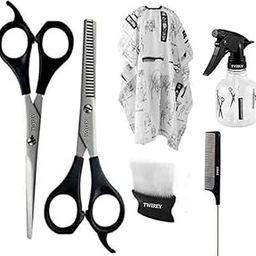 Professional Hair Cutting Kit at Home Scissors for Hair Nose Ear Hair Beard Mustache Neck Duster Brush Comb Haircut Cape Barber Salon Women-40